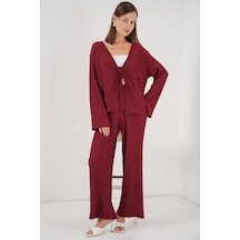 Bigdart Kadın Örme Bluz Pantolon İkili Takım 30052 - Bordo