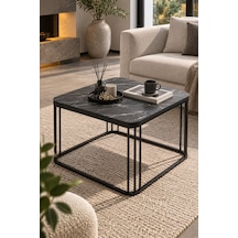 Sulorahome Siyah Kare Orta Sehpa 60x60 Cm