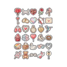 30 Adet Vintage Romantik Posta Pulu Sticker Seti - Ajanda Scrapbook Defter Çok Renkli