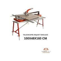 Alüminyum Gövdeli Çelik Ayaklı Teleskopik Katlanır İnşaat İskelesi - 400 Kg Taşıma Kapasitesi 100x48x160cm