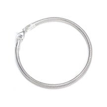 3mm Yuvarlak Yılan 925 Ayar Gümüş Zincir Bileklik Unisex Bymissmücevherat Gümüş