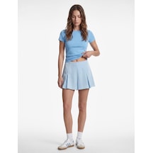 Koton Slim Fit Kısa Kollu Bisiklet Yaka Viskon Spor Tişört Mavi 6sak10346nk