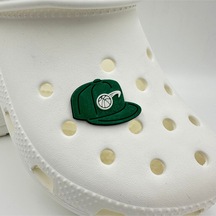 Crocs Terlik Süsü Ve Aksesuarı , Çanta Süsü Jibbitz3d Kabartma Şapka Kep 10 Görsel Figür Aksesuar Yeşil-beyaz
