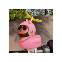 Pembe Kasklı Işıklı Ördek Aksesuar Seti Torpido Motor Bisiklet İçin Gözlük Kolye Pervane Kask Işıklı