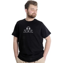 Mode Xl Büyük Beden Erkek T-shirt Headset 23101 Siyah 001