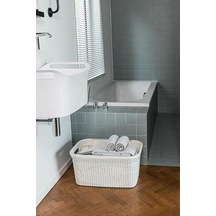Beyaz, Hasır Desenli Plastik Çamaşır Selesi - 25x35x53cm Sku: Smg8690010581655 40 x 19