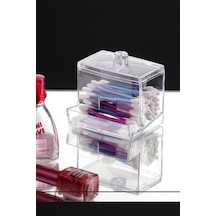 Flosoft Pamuklu Kulak Çubuğu Organizeri, Kulak Pamukluğu Kutusu Düzenleyici Şeffaf