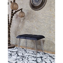 Zafir Metal Krom Tel Ayaklı 60 Cm Puf Bench - Puf - Bench - Oturak - Mutfak Oturağı - Antre Oturağı Füme