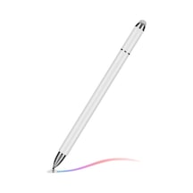 Rogfer Jb03 Akıllı Tabletler Ve Cep Telefonları İçin Evrensel Manyetik Kalem Başlığı Fiber Kumaş Tükenmez Kalem 3'ü 1 Arada Stylus Kalem Beyaz