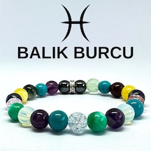 Balık Burcu Bilekliği 8mm Doğaltaş Bileklik - 18 Cm Çok Renkli