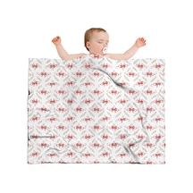 Noel Desenli Bebek Battaniyesi 40x30 İnç, Polar, Yumuşak, Hafif Ve Kalın Noel Kurdele Yaprağı