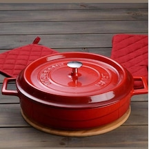 Lava Döküm Çok Amaçlı Yayvan Tencere Trendy Serisi Çap Ø 28cm - Kırmızı