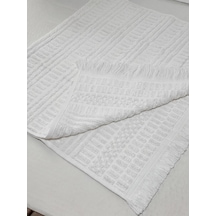 Botti Home %100 Pamuk Saçaklı El Ve Yüz Havlusu, Pamuklu Jakarlı Misafir Havlusu 50 X 90 Cm, Çeyizlik Yumuşak Havlu Beyaz