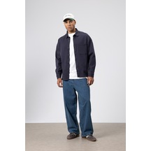 Vamos Oversize Gabardin Gömlek Ceket Füme