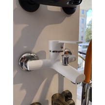 İsaoğlu Yapı Banyo Bataryası Beyaz Banyo Musluğu Mat Beyaz Duş Bataryası Beyaz