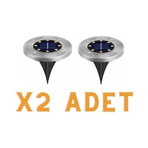 2 Adet 8 Led’Li Gömme Solar Güneş Enerjili Zemin Bahçe Aydınlatma