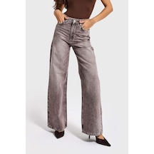 Itsbasic Kadın Taş Kot Rengi Olea 4s6-173 Wide Leg Fit %100 Koton Denim Jean