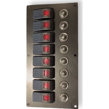Erol Marin 8'lı Swıtch Panel Otomatik Sigortalı Ve Işıklı 120mm X 240mm
