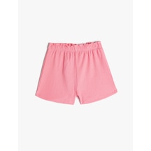 Koton Şort Beli Lastikli Büzgülü Dokulu Pembe 4smg40089ak Pembe
