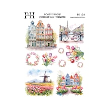 Polyesterhobi Premium Sulu Transfer 25x35 Cm Amsterdam Evleri Desenli Ps 178