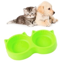Cbtx Köpek Ve Kedi Yüz Baskılı Çift Kase Plastik Mama Kasesi Evcil Hayvan Ürünleri Yeşil