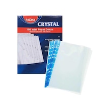 Delikli Poşet Dosya Cristal Mavi Şeritli 100'lü Diğer
