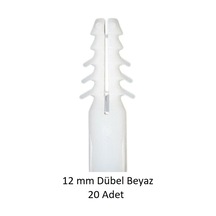 Dübel, 12 Mm Beyaz Dübel, 20 Adet