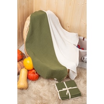 Yeşil 2 Katlı Müslin Örtü Seti 2 Li 75x75 CM Yeşil