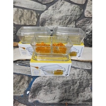 Tereyağlık.3 Lü 3 Adet Iki Bölmeli Cam Tereyağlık-kahvaltılık Saklama Kabı Şeffaf