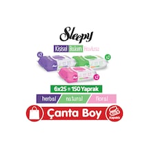 Sleepy Natural + Floral + Herbal Kişisel Bakım Havlusu Çanta Boy 6x25 150 Yaprak 6 Paket