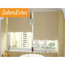 Zebraevim Stor Perde Etek Dilim  Beyaz-Ekru-Krem Beyaz 100 x 200 Boncuklu