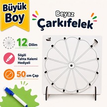 Büyük Boy 12 Dilim Beyaz Çarkıfelek Oyunu Ahşap Eğitim Materyali