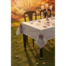 Dijital Baskılı Kanaviçe Tek Masa Örtüsü 120x160cm Taş Renk Diğer