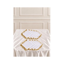 Beyaz Gold Pullu Şifon Halay Mendili ,kına Mendili,hediyelik Mendil,gelin Damat Düğün Kına Bride Nişan 5adet Beyaz - 921787403