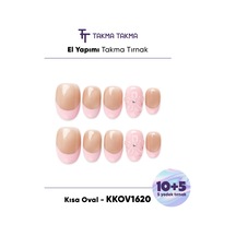 Kkov1620 Kısa Oval 15'li Tekrar Kullanılabilir El Yapımı Protez Takma Tırnak L