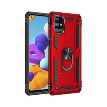 Samsung Galaxy Uyumlu M31s Kılıf Sofya Yüzüklü Silikon Kapak - Kırmızı Bz8683140028329