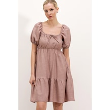 Bigdart 2351 Kloş Poplin Elbise -Gülkurusu 001