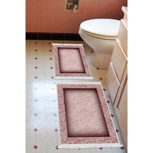 Eko Trend Djt 2 Li Yıkanabilir Kaymaz Taban Banyo Paspas Klozet Takımı 767 Bordürlü Bordo 60 X 100 - 50 X 60