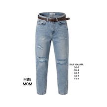 Miss Poem Kadın Orta Mavi Mom Fit Yırtık Jean Pantolon