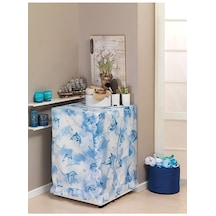 Mavi Yunuslu Çamaşır Makinesi Örtüsü 60x60x90 Cm Banyo Düzenleyic