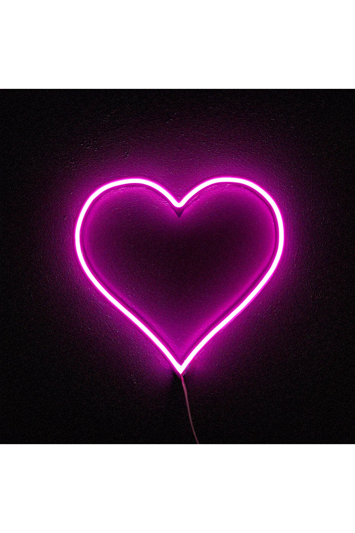 Kalp 3d Baskı Neon Led 25 Cm Pembe