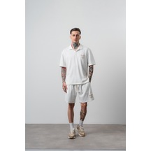 Erkek La Dolce Vita Yazılı Regular Fit T-shirt Şort Takım Ekru
