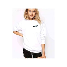 Leon St Far Baskılı Beyaz Kadın Sweatshirt