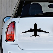 Havalanan Uçak Oto Sticker Etiket Yapıştırma Siyah Renk 22cm