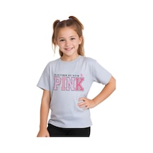 Panios Kids We Wear Pink Baskılı Kız Çocuk Kısa Kollu T-shirt Gri