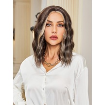 Kahverengi / Balköpüğü Röfleli Küt Tül Peruk Çok Renkli