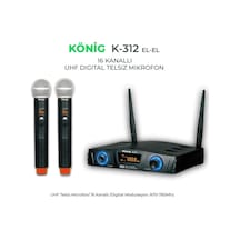 König K-312 Çift El Kablosuz Telsiz Mikrofon 16 Digital Kanal Uhf