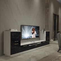 Decoraktiv Trendstyle On2 Slm Tv Ünitesi Tv Sehpası Beyaz - Siyah Mermer