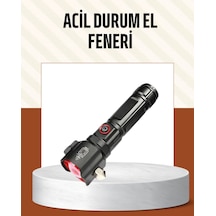 Çekiçli Pusulalı Acil Durum Feneri Usb Şarjlı Çok Fonksiyonlu Renkli