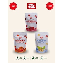 Evereat Çilek-cennet Hurması-kavun Freeze Dry Meyve Cipsi 3'lü Paket Doğal Atıştırmalık 1 Adet